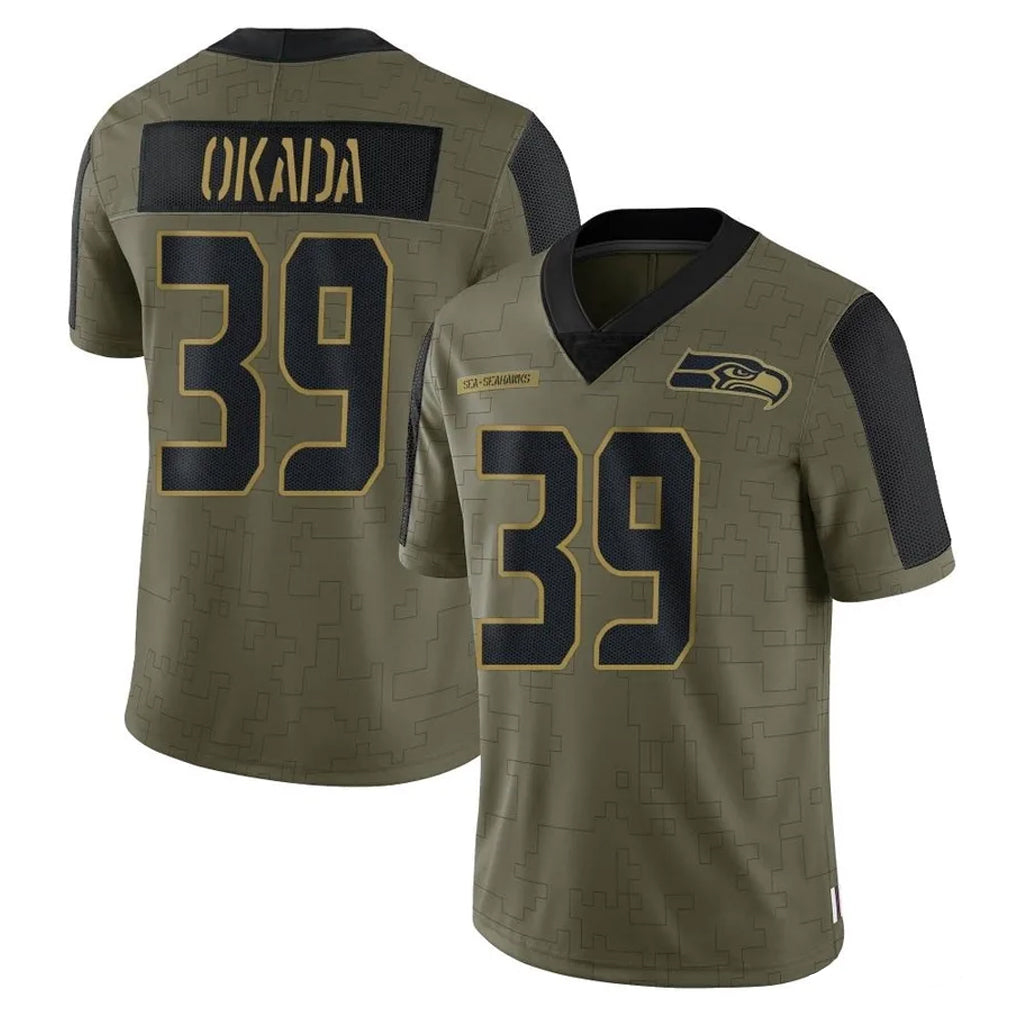 S.Seahawks #39 Ty Okada Player Olive Salute To Service Limited Game Ldoa Stitched Jerseys