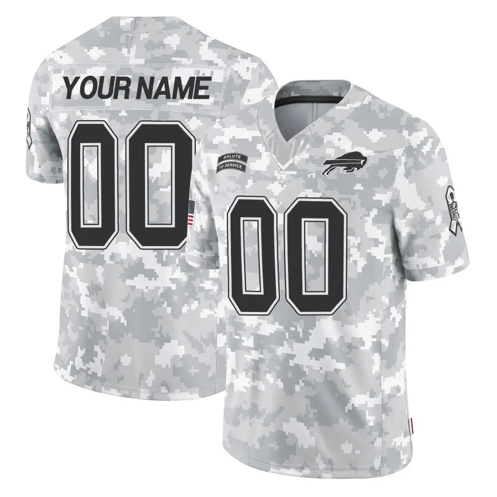 Custom B.Bills Arctic Camo Salute to Service Limited Any Name & Numbers Ldoa Stitched Jerseys