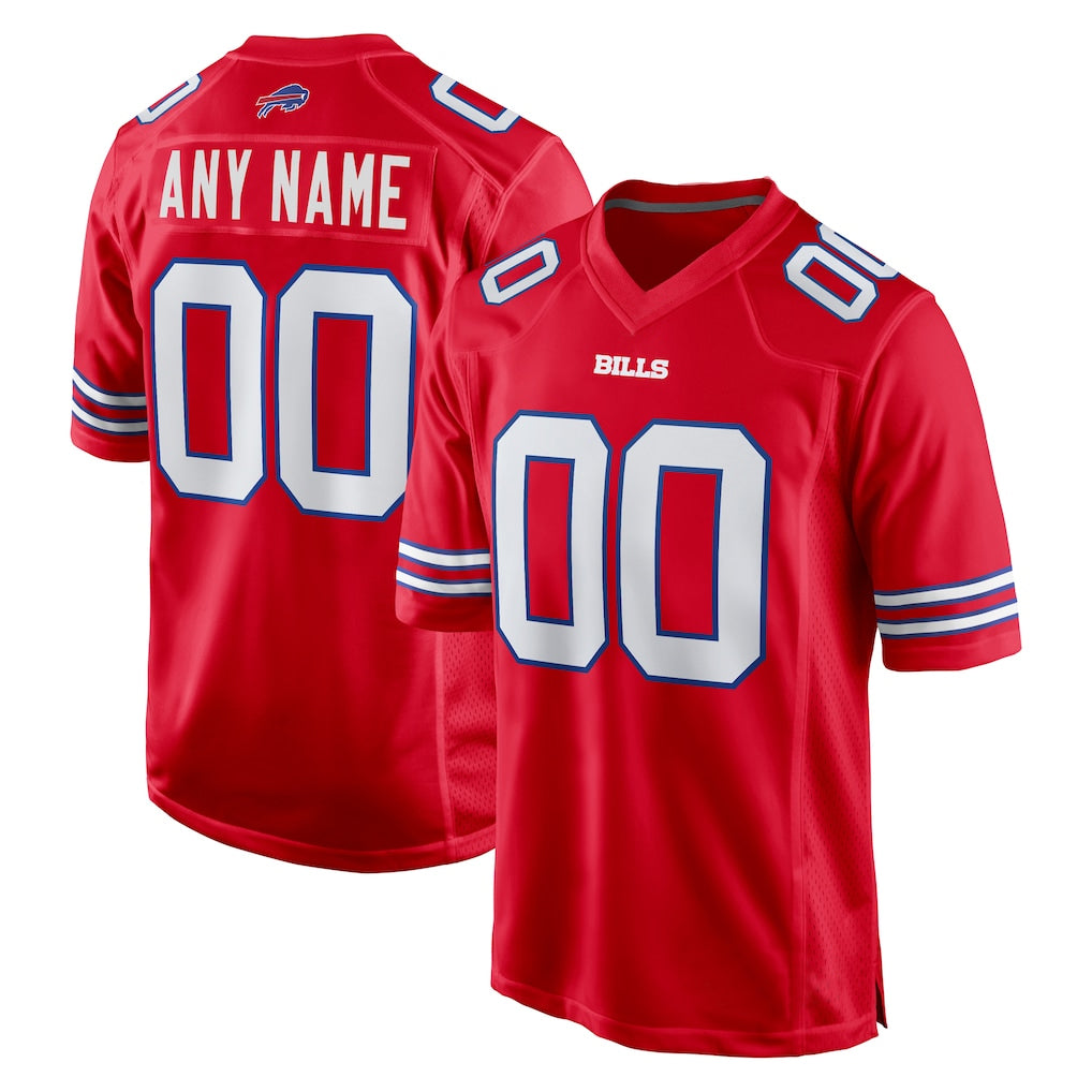 Custom B.Bills Red Home Game Any Name & Numbers Ldoa Stitched Jerseys