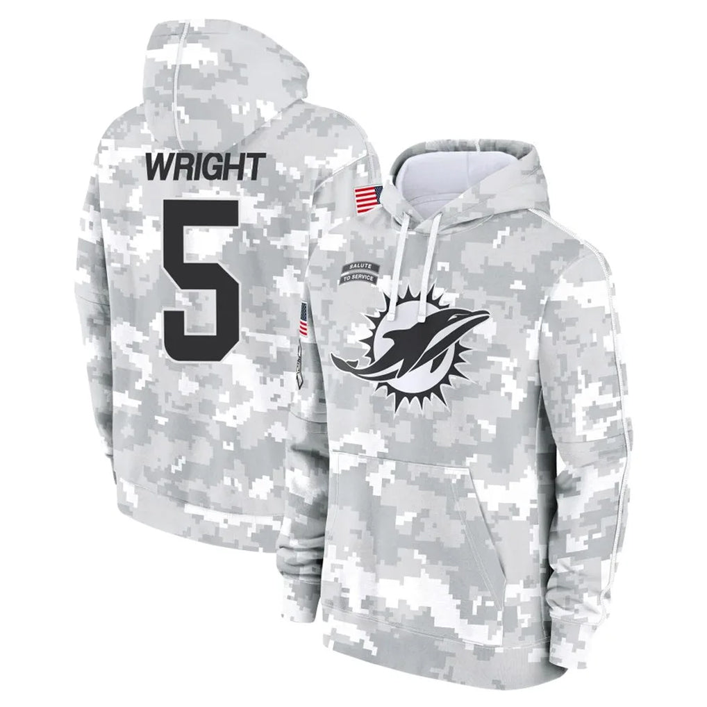 M.Dolphins #5 Jaylen Wright Player Arctic Camo Salute to Service Hoodies Limited Game Ldoa Stitched Jerseys