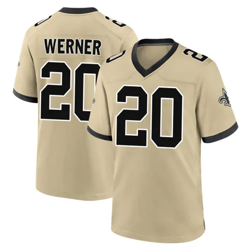 NO.Saints #20 Pete Werner Player Gold Home Game Ldoa Stitched Jerseys