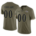 Custom B.Ravens Olive Salute To Service Limited Any Name & Numbers Ldoa Stitched Jerseys