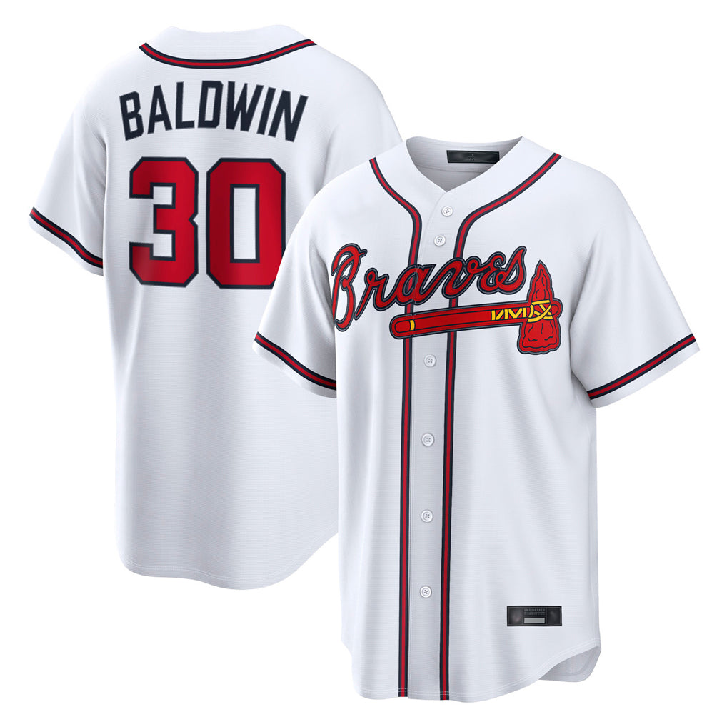 A.Braves #30 Drake Baldwin Player White Home Game Ldoa Stitched Jerseys