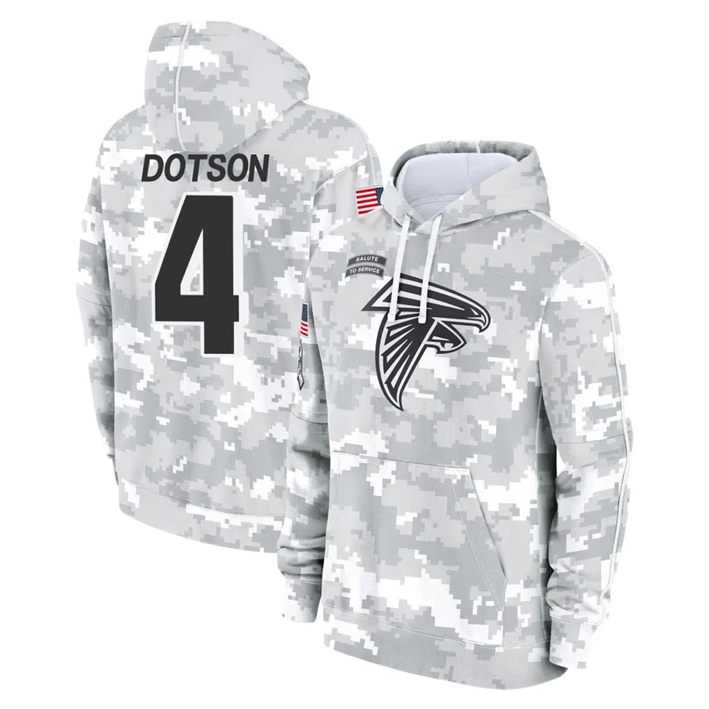 A.Falcons #4 Jahan Dotson Player Camo Arctic Salute to Service Hoodies Limited Ldoa Stitched Jerseys