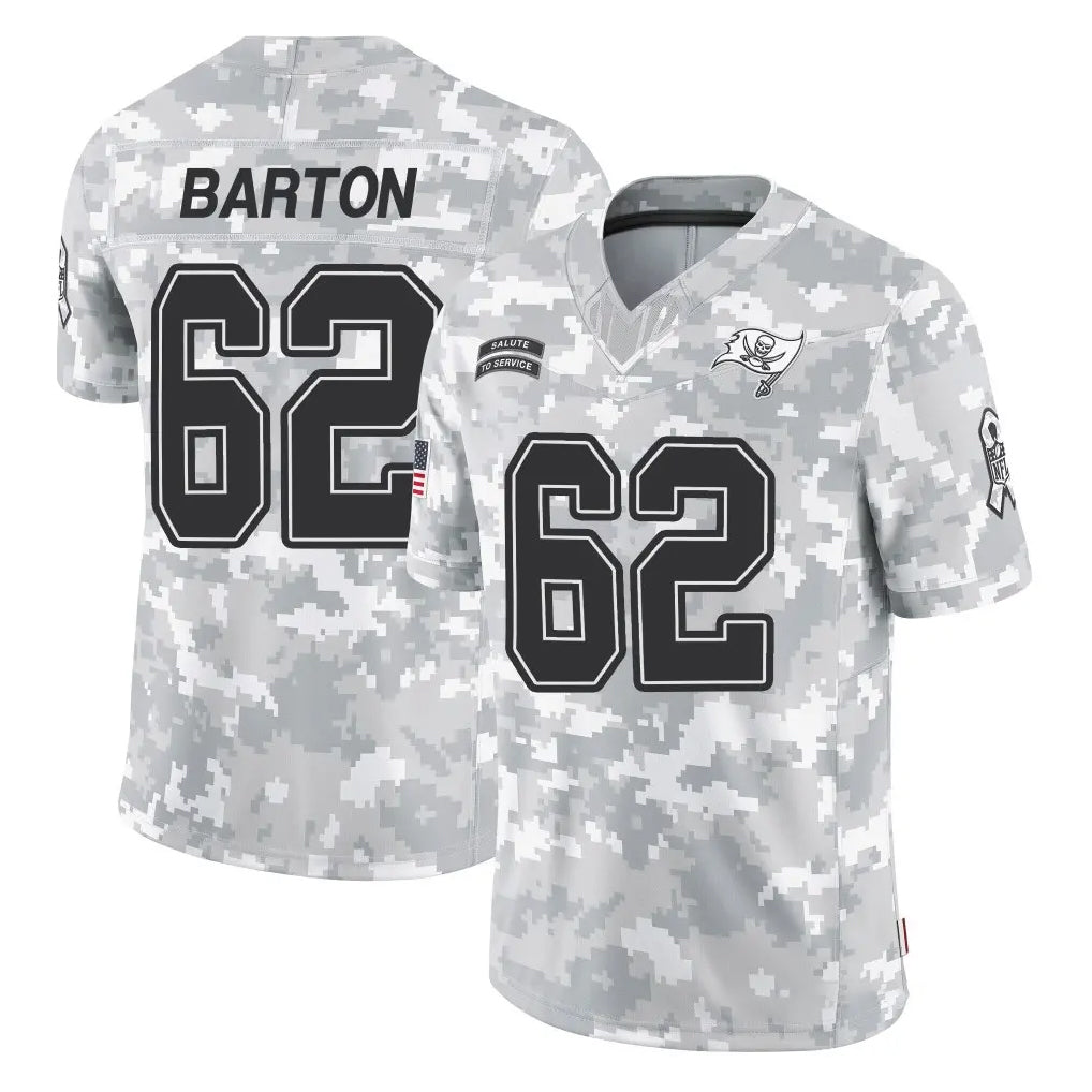TB.Buccaneers #62 Graham Barton Player Arctic Camo Limited Salute To Service Home Game Ldoa Stitched Jerseys