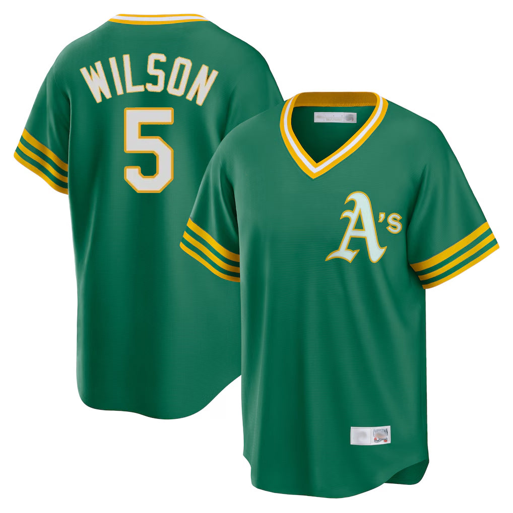 Athletics #5 Jacob Wilson Player Kelly Green Cooperstown Collection T-shirt Game Ldoa Stitched Jerseys