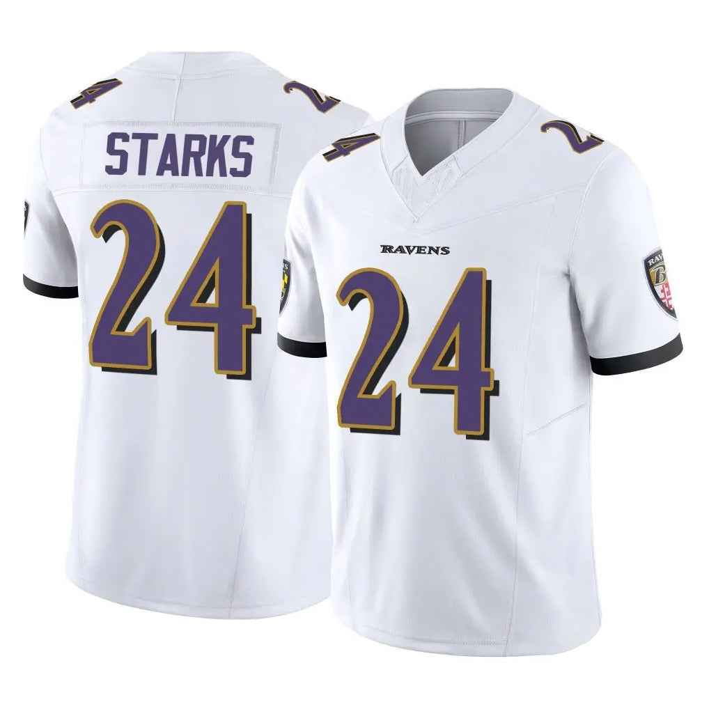 B.Ravens #24 Malaki Starks Player White Vapor F.U.S.E. Limited Home Game Ldoa Stitched Jerseys