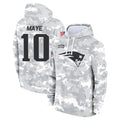 NE.Patriots #10 Drake Maye Player Arctic Camo Salute to Service Pullover Hoodies Limited Game Ldoa Stitched Jerseys