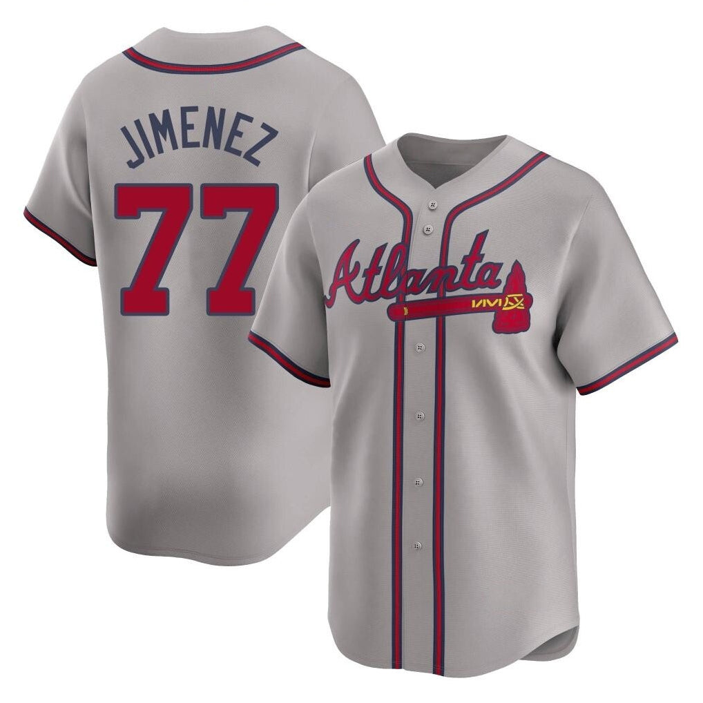 A.Braves #77 Joe Jimenez Player Gray Limited Home Game Ldoa Stitched Jerseys