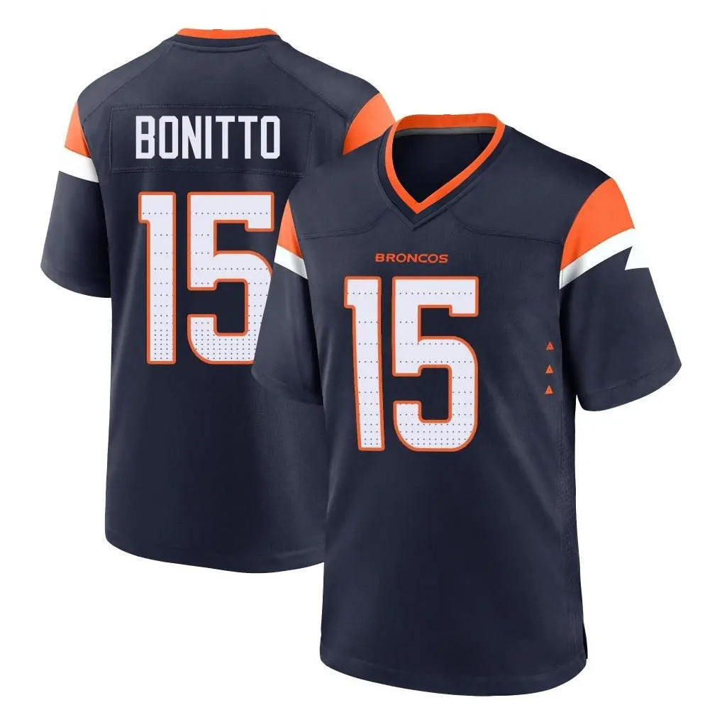 D.Broncos #15 Nik Bonitto Player Navy Home Game Ldoa Stitched Jerseys