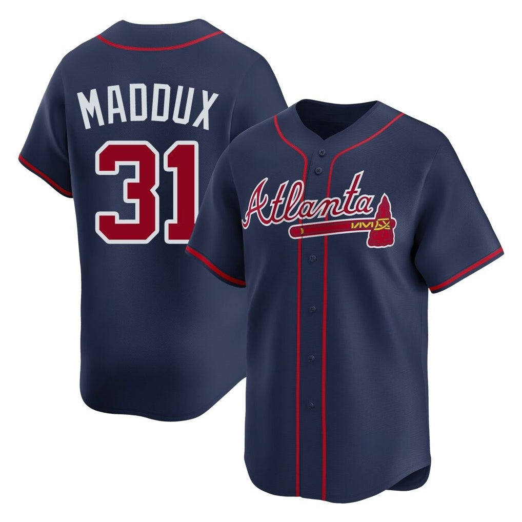 A.Braves #31 Greg Maddux Player Navy Limited Home Game Ldoa Stitched Jerseys