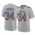 B.Bills #34 Thurman Thomas Player Gray Fashion Home Game Ldoa Stitched Jerseys