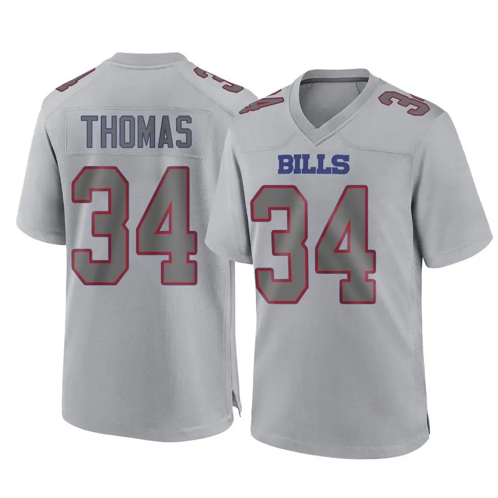 B.Bills #34 Thurman Thomas Player Gray Fashion Home Game Ldoa Stitched Jerseys