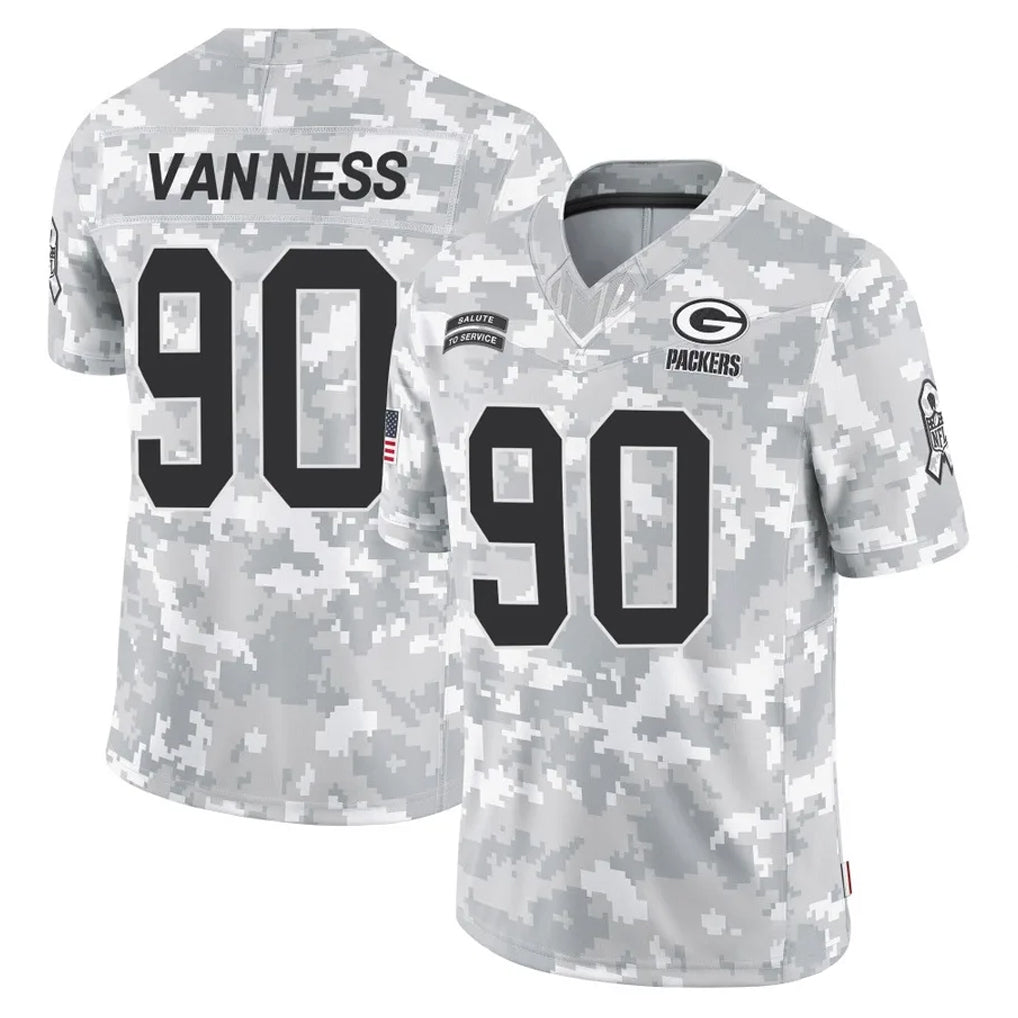 GB.Packers #90 Lukas Van Ness Player Arctic Camo Salute To Service Limited Ldoa Stitched Jerseys