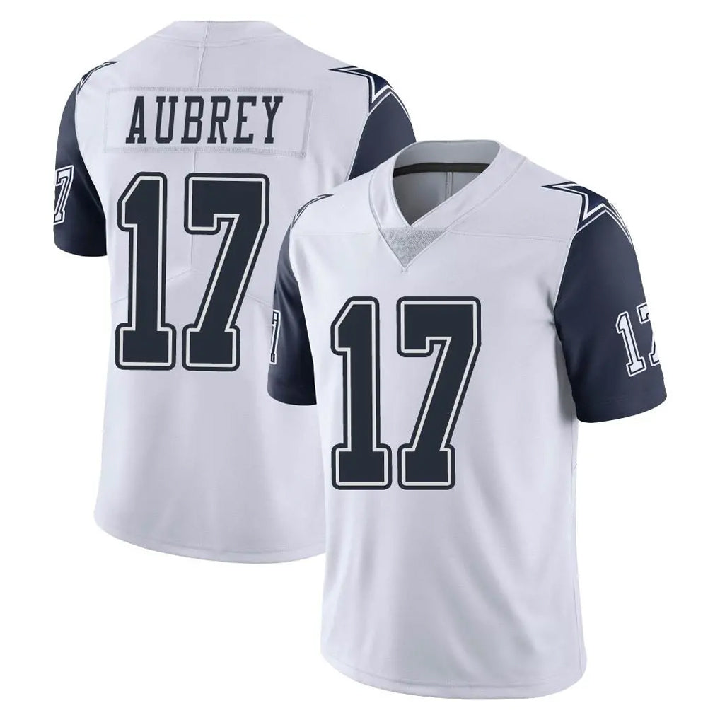 D.Cowboys #17 Brandon Aubrey Player White-Navy Limited Color Rush Vapor Untouchable Home Game Ldoa Stitched Jerseys