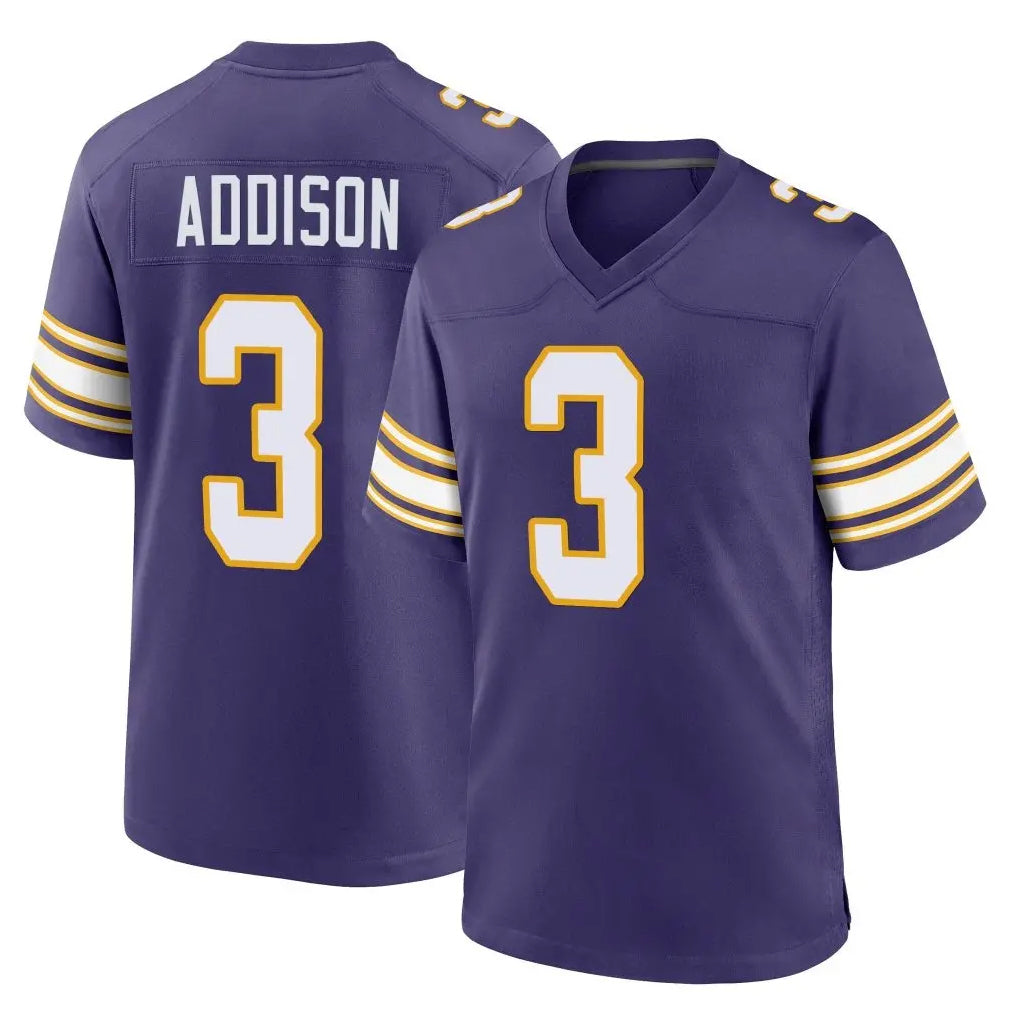 M.Vikings #3 Jordan Addison Player Purple Classic Home Game Ldoa Stitched Jerseys