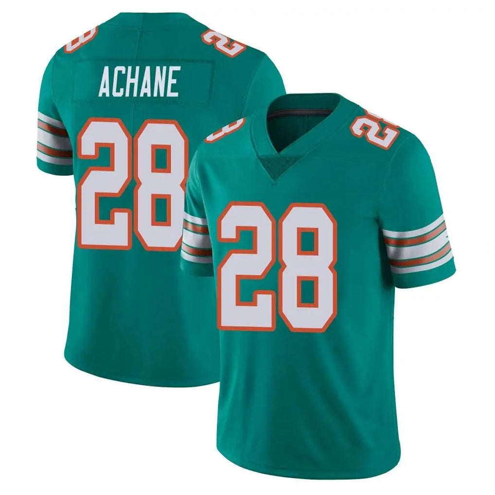 M.Dolphins #28 De'Von Achane Player Aqua Limited Alternate Vapor Untouchable Home Game Ldoa Stitched Jerseys