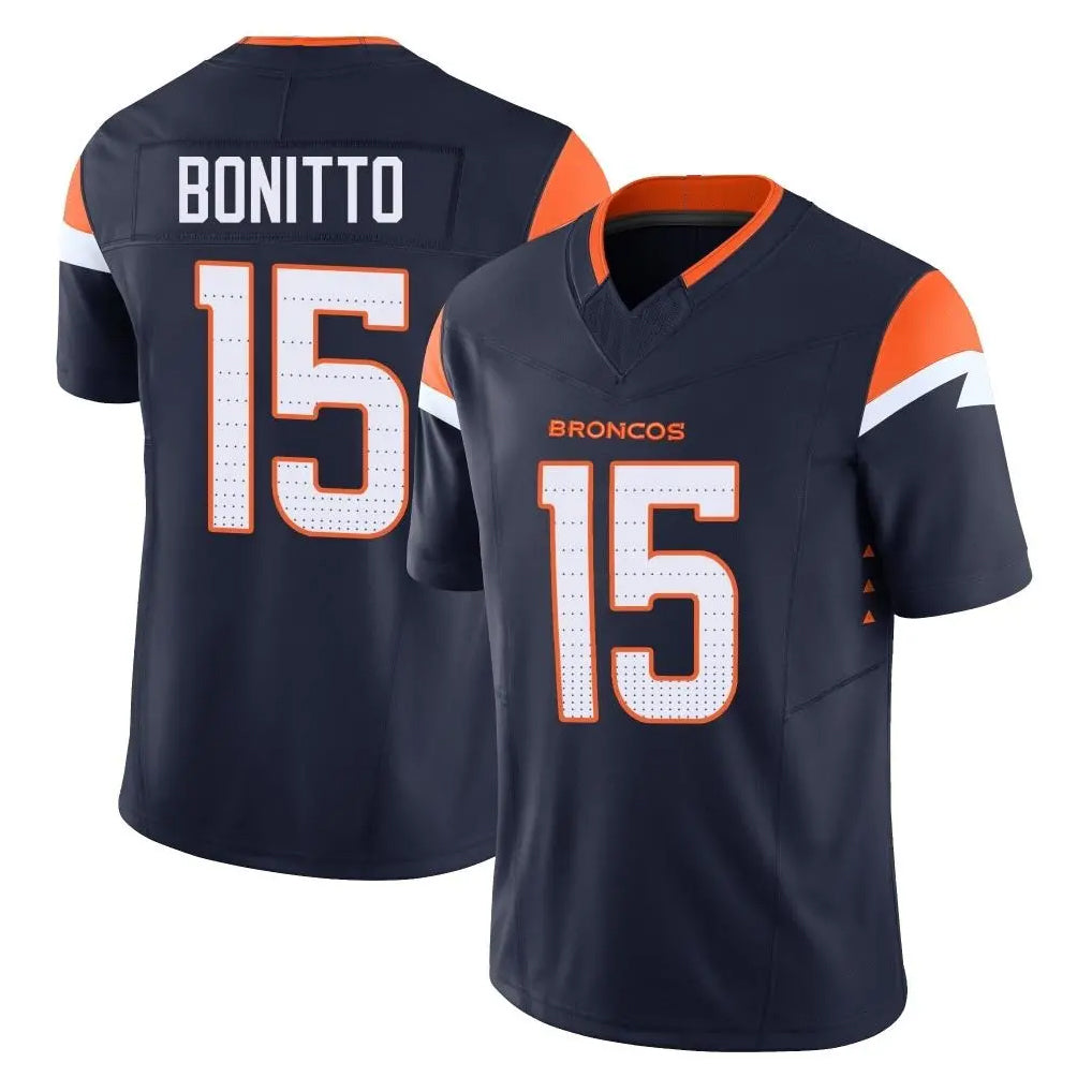 D.Broncos #15 Nik Bonitto Player Navy Limited Vapor F.U.S.E. Home Game Ldoa Stitched Jerseys