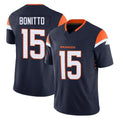 D.Broncos #15 Nik Bonitto Player Navy Limited Vapor F.U.S.E. Home Game Ldoa Stitched Jerseys