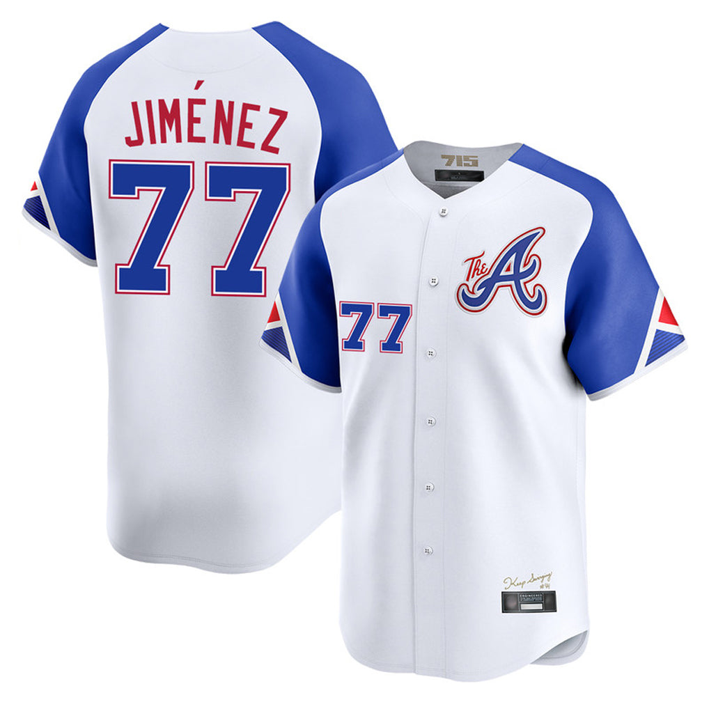 A.Braves #77 Joe Jimenez Player White City Connect Limited Home Game Ldoa Stitched Jerseys