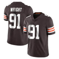 C.Browns #91 Alex Wright Player Brown Color Vapor Untouchable Limited Home Game Ldoa Stitched Jerseys