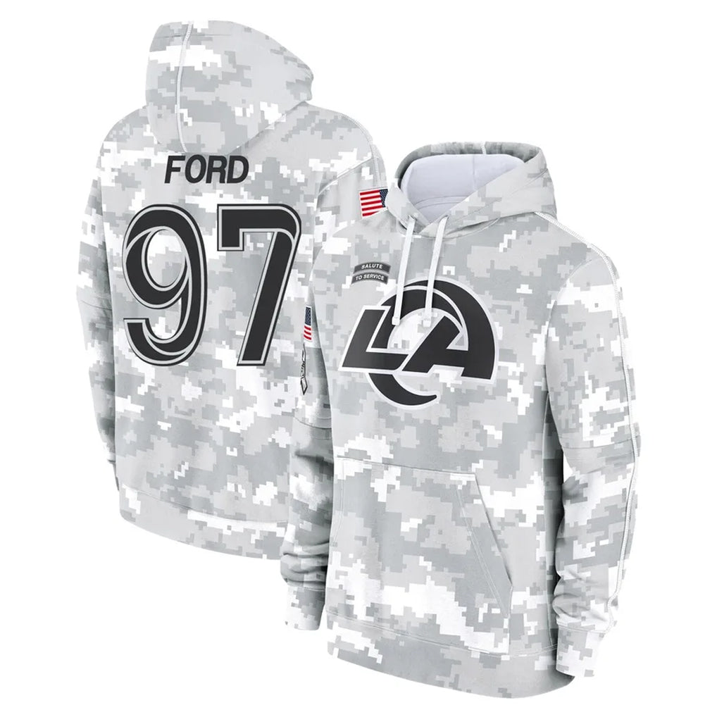 LA.Rams #97 Poona Ford Player Arctic Camo Salute to Service Hoodies Limited Game Ldoa Stitched Jerseys