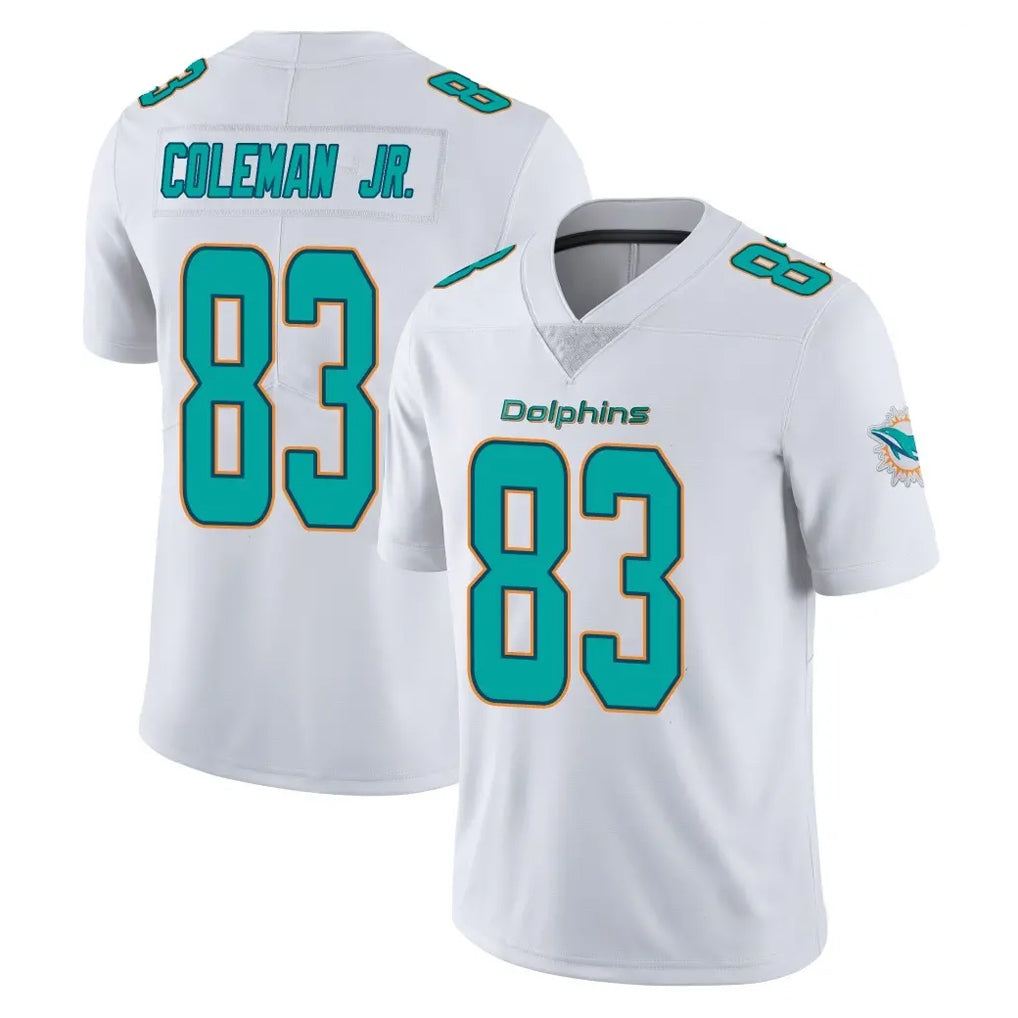 M.Dolphins #83 Kevin Coleman Jr. Player White Limited Vapor Untouchable Home Game Ldoa Stitched Jerseys