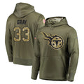 T.Titans #33 Cedric Gray Player Olive Salute to Service Pullover Hoodies Home Game Ldoa Stitched Jerseys