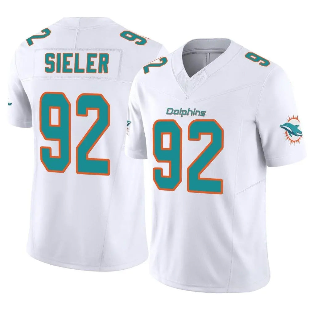 M.Dolphins #92 Zach Sieler Player White Limited Vapor F.U.S.E. Home Game Ldoa Stitched Jerseys