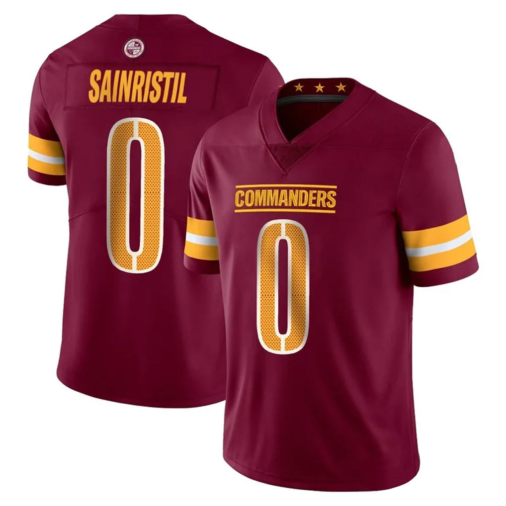 W.Commanders #0 Mike Sainristil Player Burgundy Limited Vapor Home Game Ldoa Stitched Jerseys