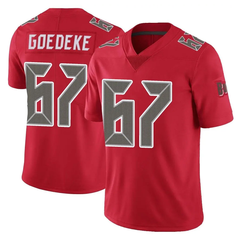 TB.Buccaneers #67 Luke Goedeke Player Red Limited Color Rush Home Game Ldoa Stitched Jerseys