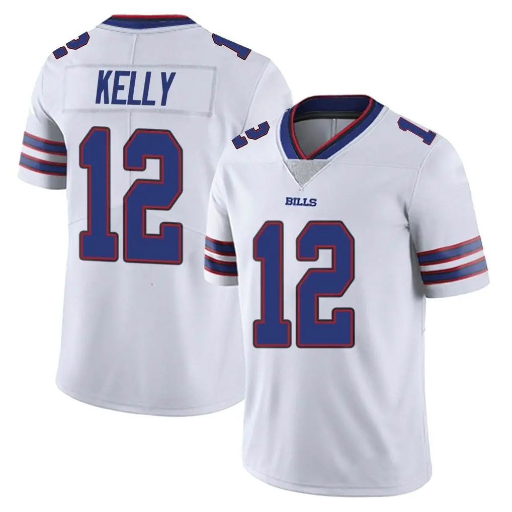 B.Bills #12 Jim Kelly Player White Vapor Untouchable Limited Ldoa Stitched Jerseys