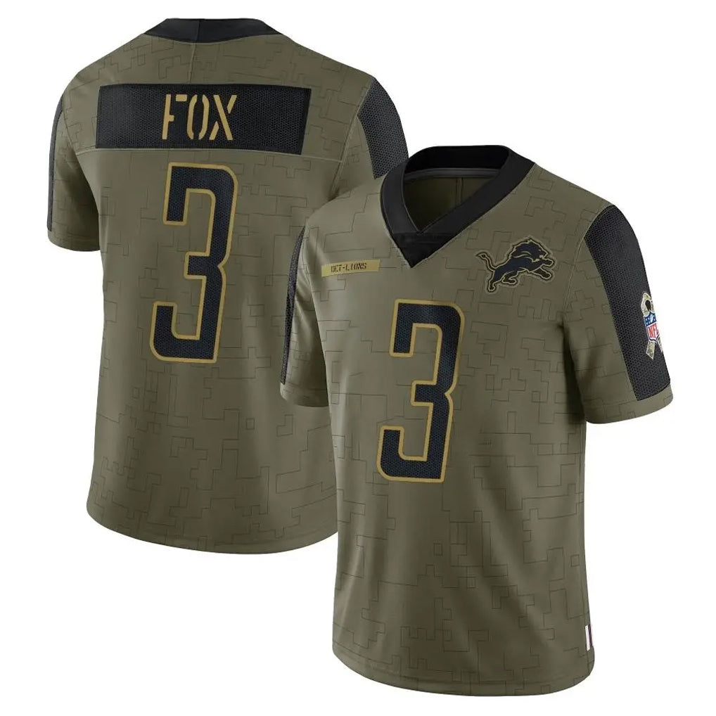 D.Lions #3 Jack Fox Player Olive Salute To Service Limited Game Ldoa Stitched Jerseys