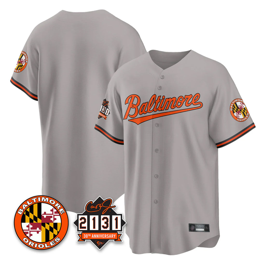 B.Orioles Blank Player Gray 30th Anniversary of 2131 Home Game Ldoa Stitched Jerseys