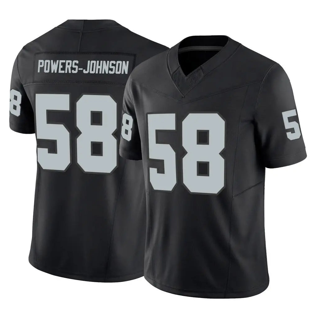 LV.Raiders #58 Jackson Powers-Johnson Player Black Limited Vapor F.U.S.E. Home Game Ldoa Stitched Jerseys
