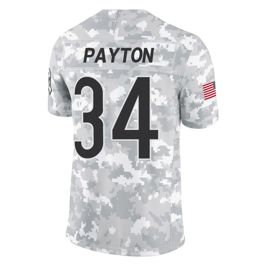 C.Bears #34 Walter Payton Player Arctic Camo Salute to Service Limited Ldoa Stitched Jerseys