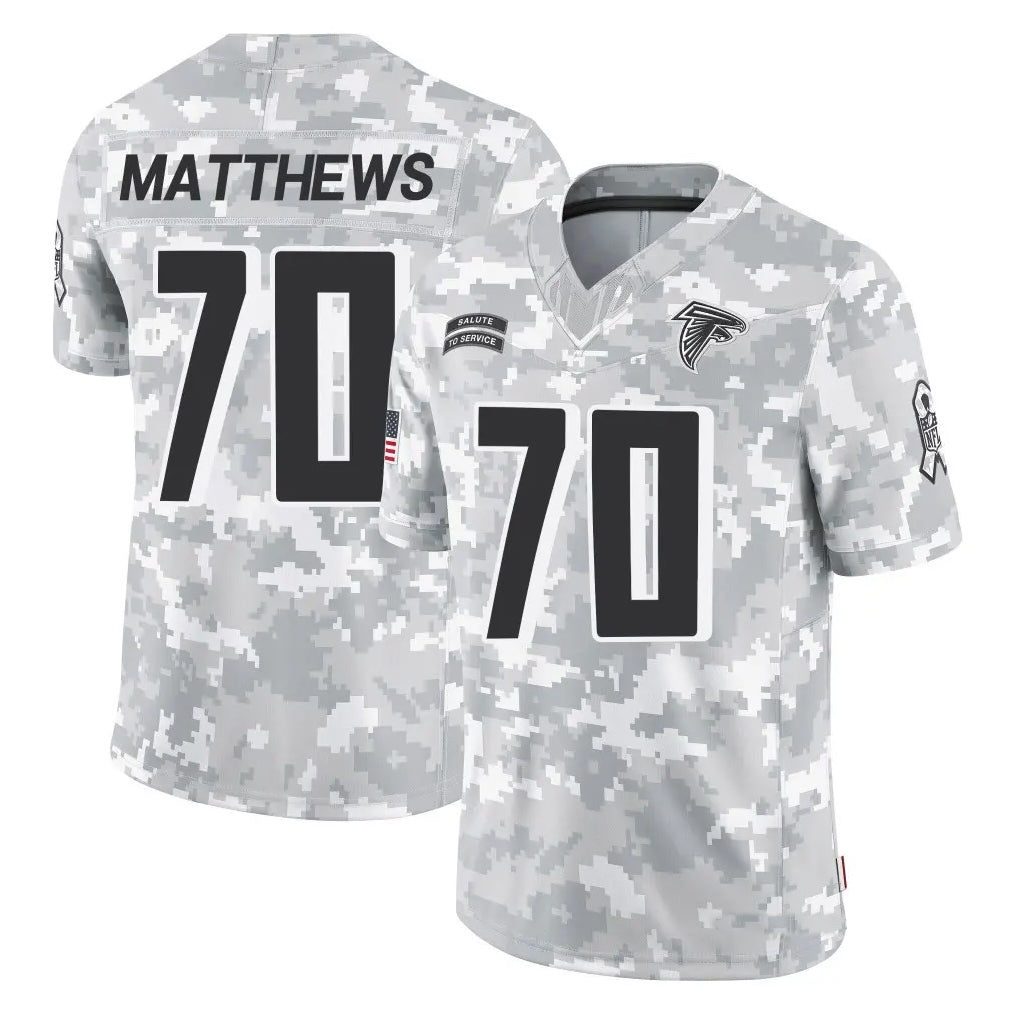A.Falcons #70 Jake Matthews Player Arctic Camo Salute to Service Limited Ldoa Stitched Jerseys
