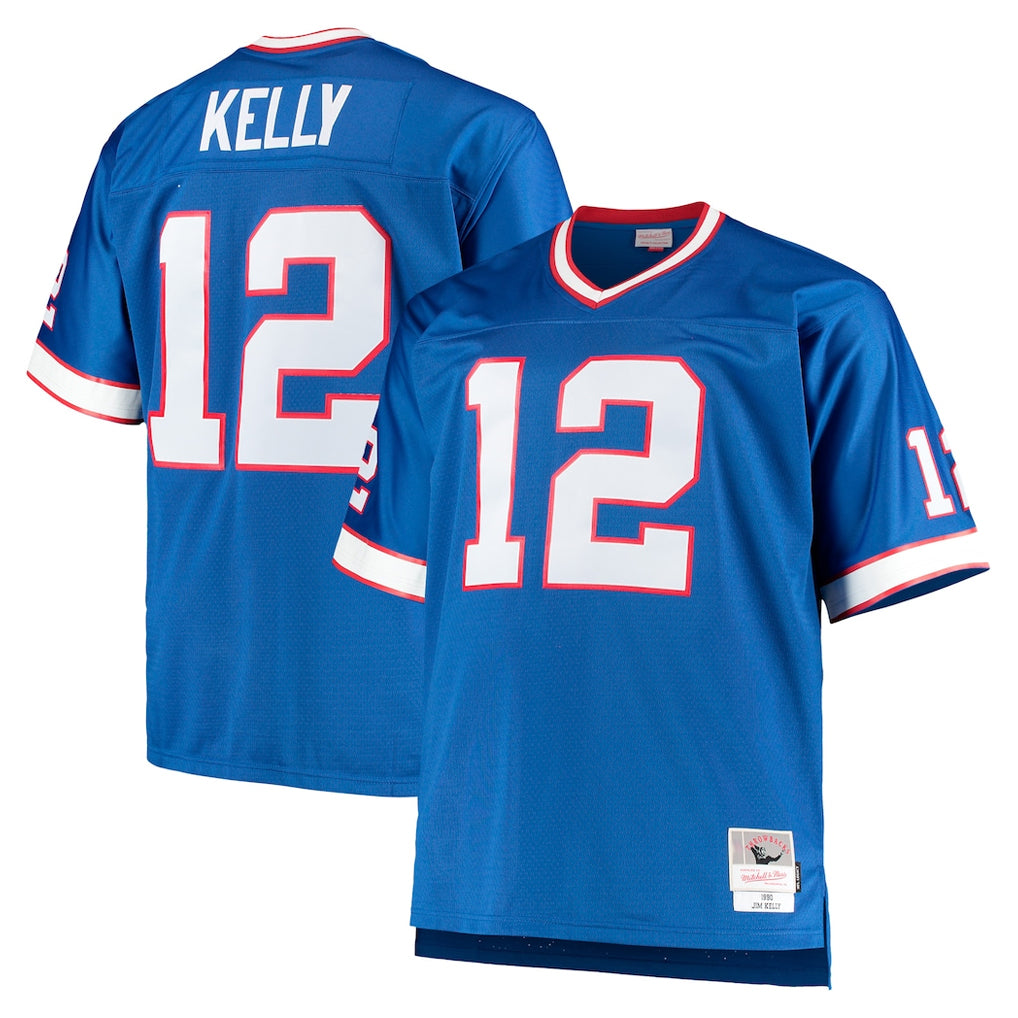 B.Bills #12 Jim Kelly Player Royal Mitchell & Ness Big & Tall 1990 Retired Replica Limited Ldoa Stitched Jerseys