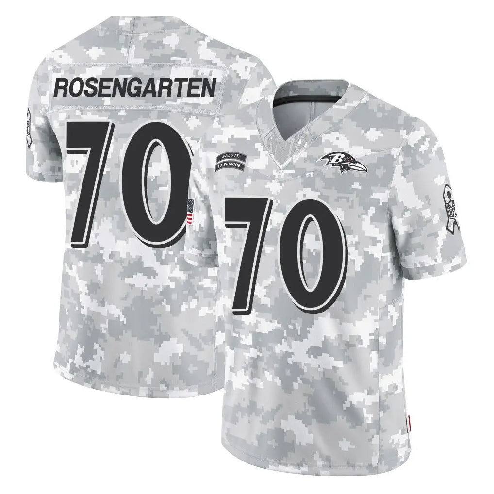 B.Ravens #70 Roger Rosengarten Player Arctic Camo Salute to Service Limited Ldoa Stitched Jerseys
