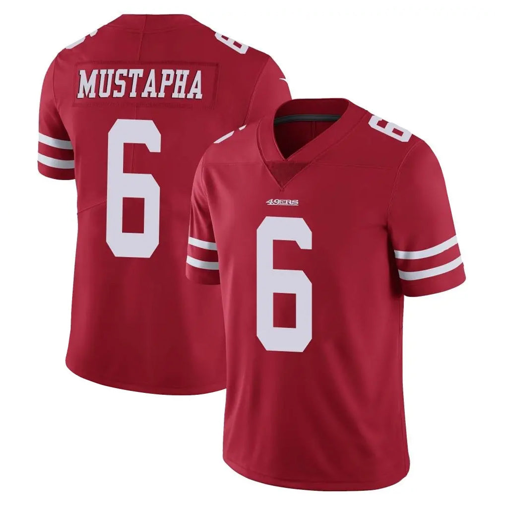 SF.49ers #6 Malik Mustapha Player Red Limited Vapor Untouchable Home Game Ldoa Stitched Jerseys