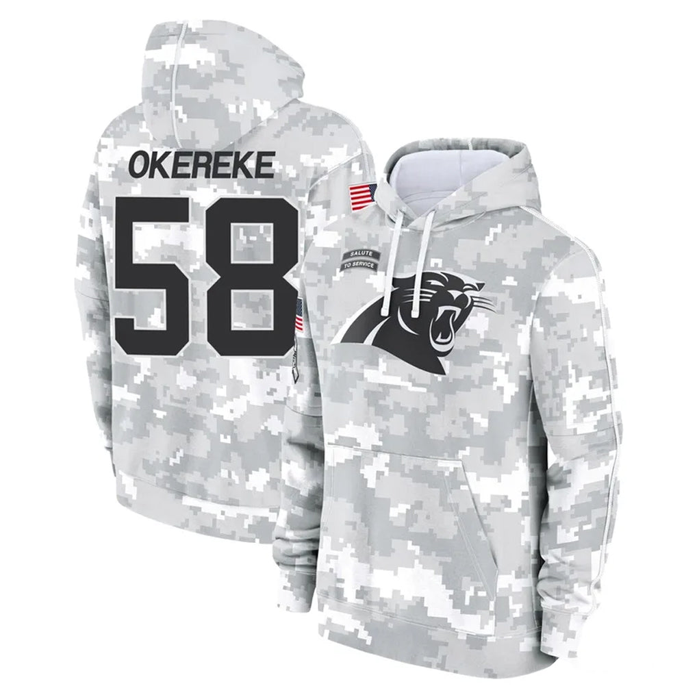 C.Panthers #58 Bobby Okereke Player Arctic Camo Salute to Service Pullover Hoodies Limited Game Ldoa Stitched Jerseys