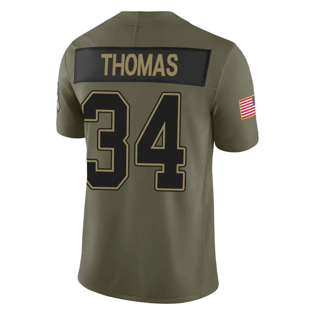 B.Bills #34 Thurman Thomas Player Olive Salute To Service Limited Game Ldoa Stitched Jerseys