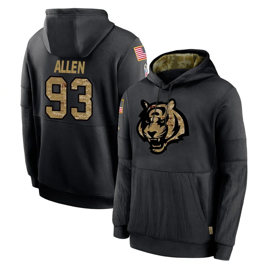 C.Bengals #93 Jonathan Allen Player Black Salute to Service Pullover Hoodies Limited Ldoa Stitched Jerseys