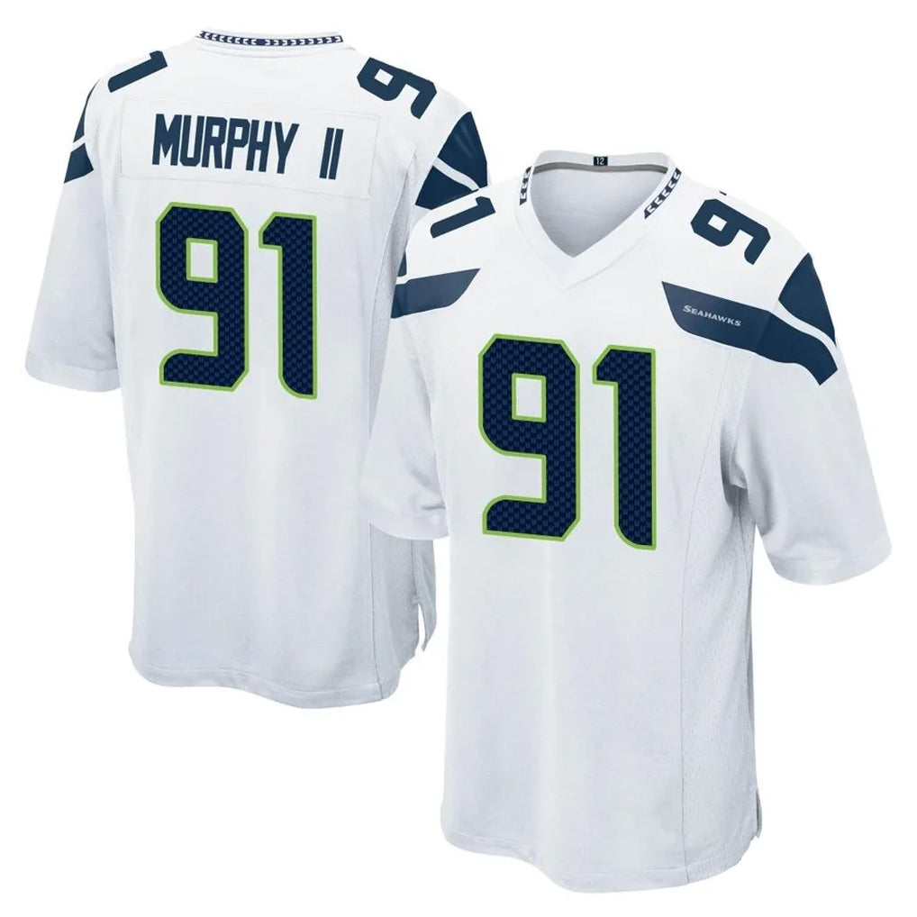 S.Seahawks #91 Byron Murphy II Player White Home Game Ldoa Stitched Jerseys