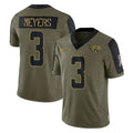 J.Jaguars #3 Jakobi Meyers Player Olive Salute To Service Limited Game Ldoa Stitched Jerseys