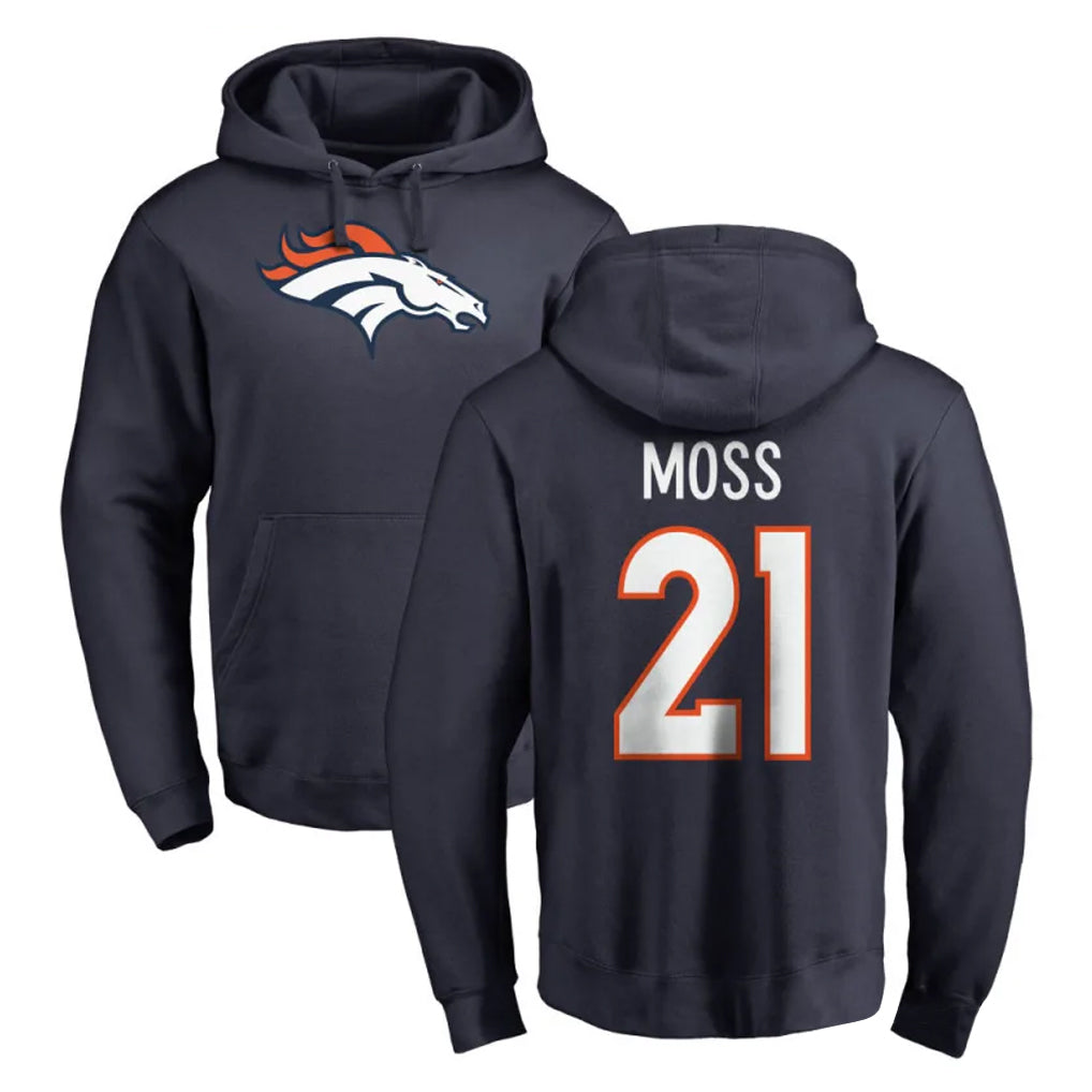 D.Broncos #21 Riley Moss Player Navy Pullover Hoodie Limited Ldoa Stitched Jerseys