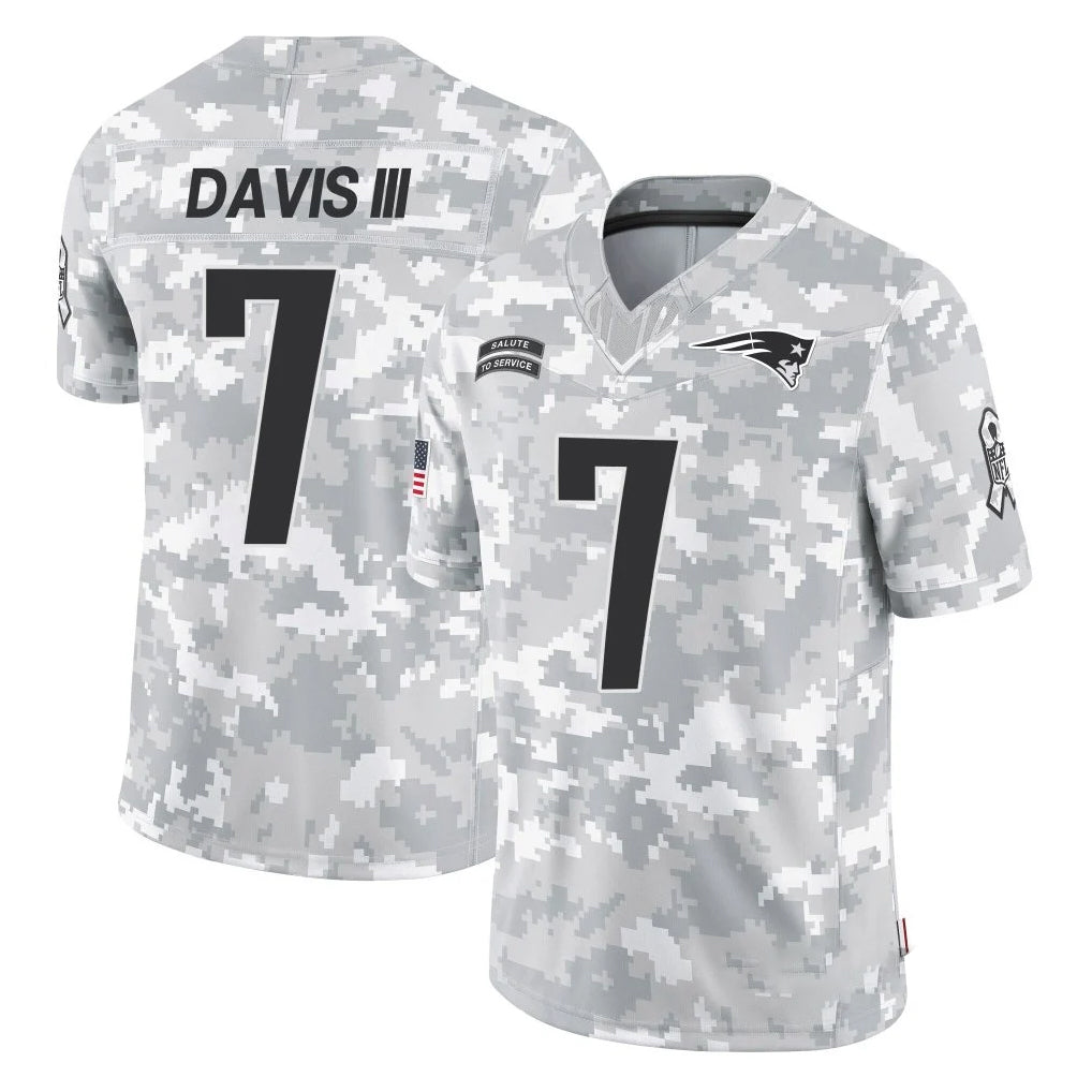 NE.Patriots #7 Carlton Davis III Player Arctic Camo Salute To Service Limited Game Ldoa Stitched Jerseys