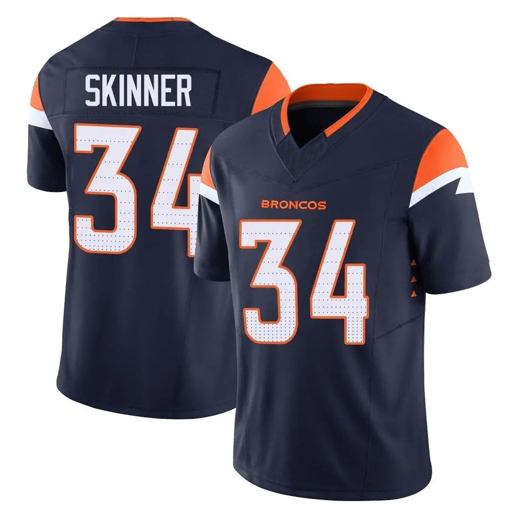 D.Broncos #34 JL Skinner Player Navy Limited Vapor F.U.S.E. Home Game Ldoa Stitched Jerseys