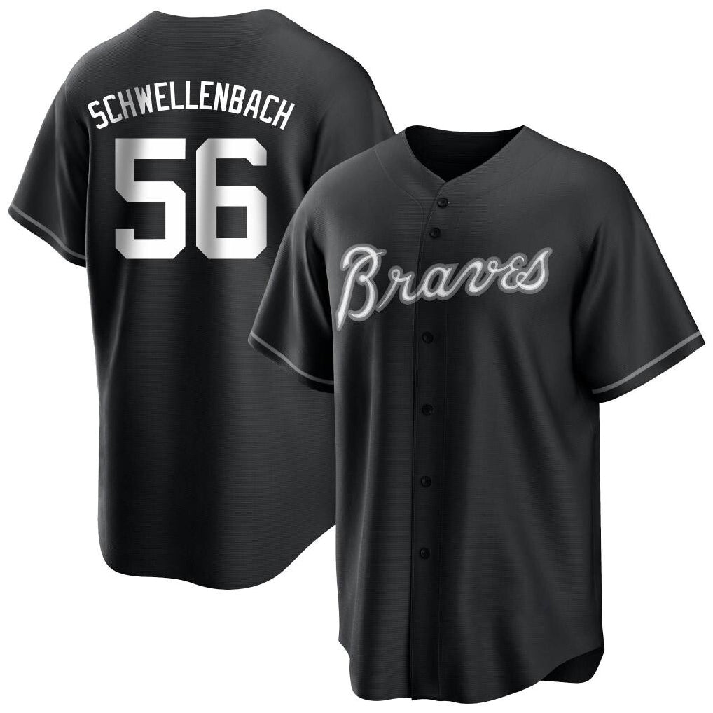 A.Braves #56 Spencer Schwellenbach Player Black Home Game Ldoa Stitched Jerseys