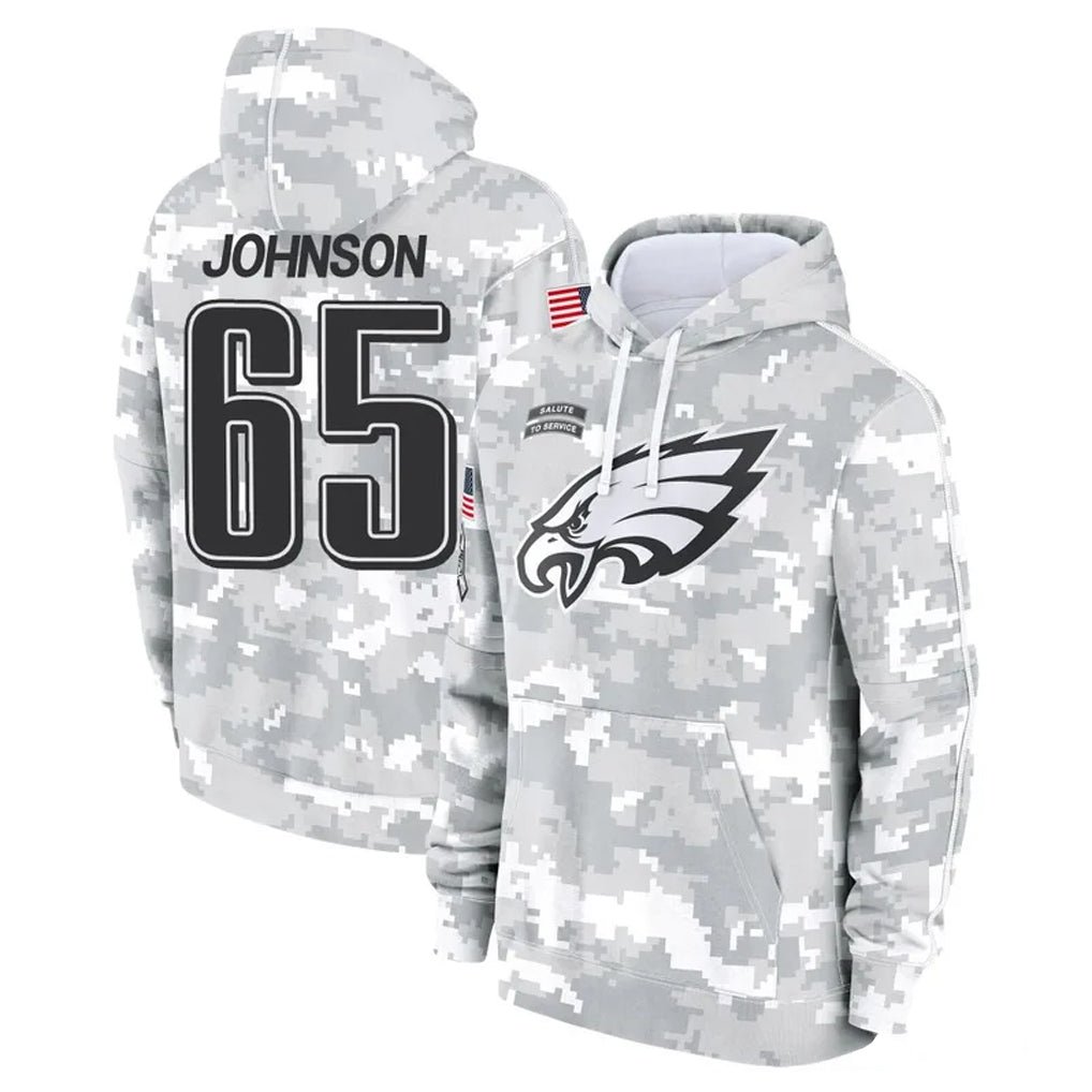 P.Eagles #65 Lane Johnson Player Arctic Camo Salute to Service Pullover Hoodies Limited Game Ldoa Stitched Jerseys